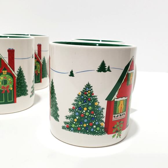 Vtg Himark Saltera Seasons Greetings Coffee Mugs Set of 4 Japan 1985 Collectible - Picture 3 of 10